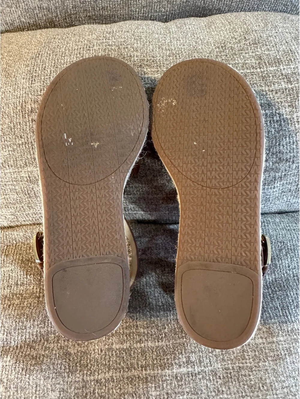 MICHAEL Michael Kors Darby Leather Espadrille Wedge Sandals Brown Size 6M